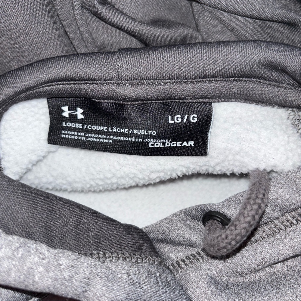 Under Armour ColdGear Hoodie Women’s Large Gray Performance Pullover Fleece Line - Picture 5 of 6